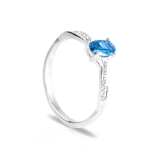 Anel Trabalhado com Zircônias Cristal e Topázio Oval