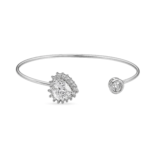 Bracelete Aberto com Coração e Zircônias Cristal