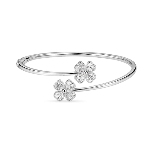 Bracelete Delicado com Trevos e Zircônias Cristal