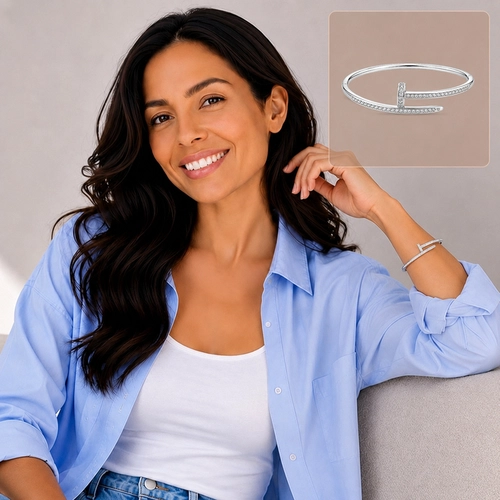 Bracelete Prego com Zircônias Cristal