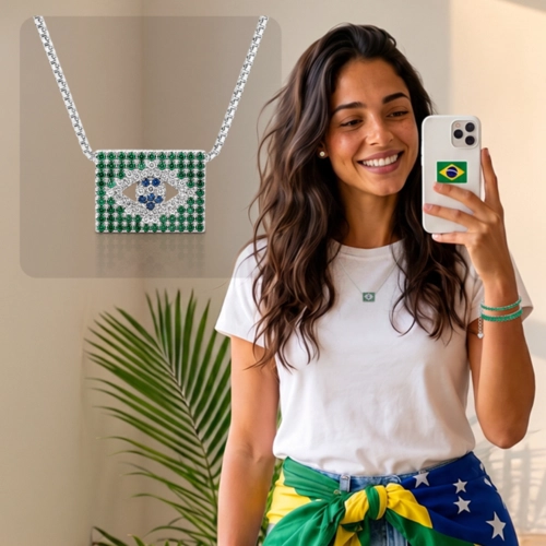 Gargantilha com Bandeira do Brasil