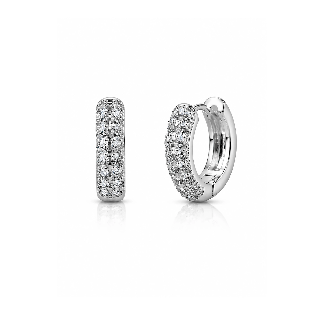 Brinco Click Argola Cravejada com Zircônias Cristal