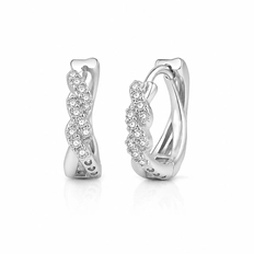 Brinco Argola Click Trançada com Zircônias Cravejadas