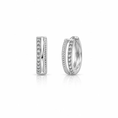 Brinco Argola Click Duplo Trabalhado com Zircônias Cristal