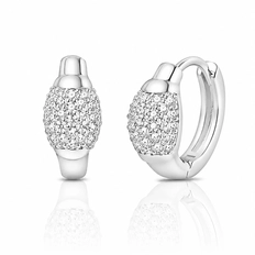 Brincos de Argola Espelhada Click com Trabalhado em Zircônias Cristal