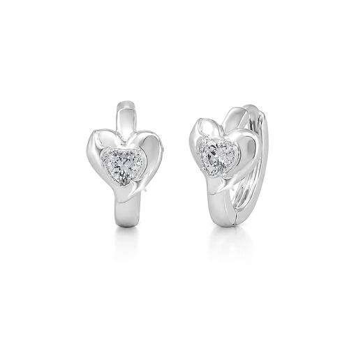 Brinco Argola Click com Coração Espelhado e Zircônia Cristal