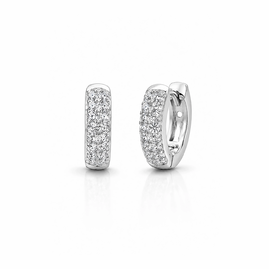 Brinco Argola Click com Zircônias Cristal P