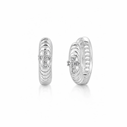Brinco Argola Click Trabalhado Com Zircônias Cristal M