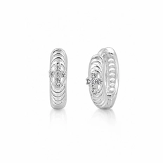 Brinco Argola Click Trabalhado Com Zircônias Cristal M
