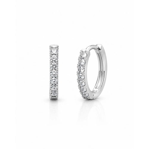 Brinco de Argola Click Médio com Zircônias Cristal