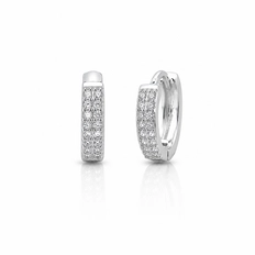Brinco Argola Click com Duas Fileiras de Zircônia Cristal P