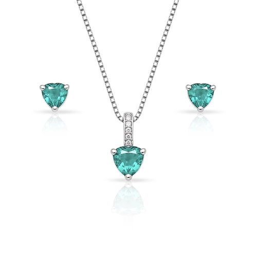 Conjunto Coração com Zircônia Esmeralda