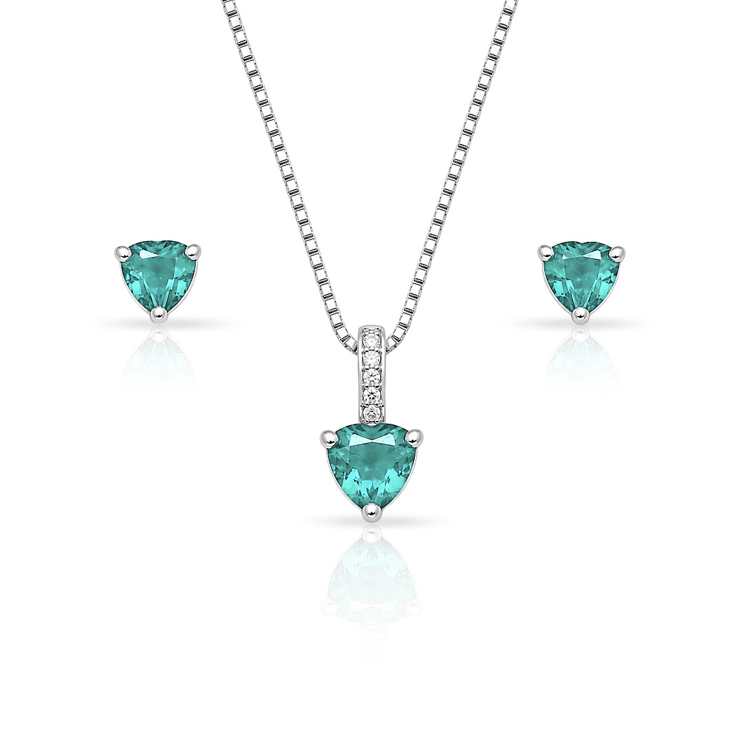 Conjunto Coração com Zircônia Esmeralda