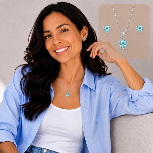 Conjunto Coração com Zircônias Topázio