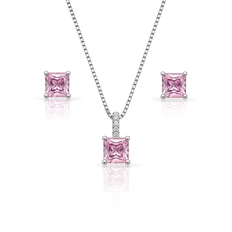 Conjunto Quadrado de Zircônias Rosa