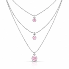 Gargantilha Três Alturas com Zircônias Rosas