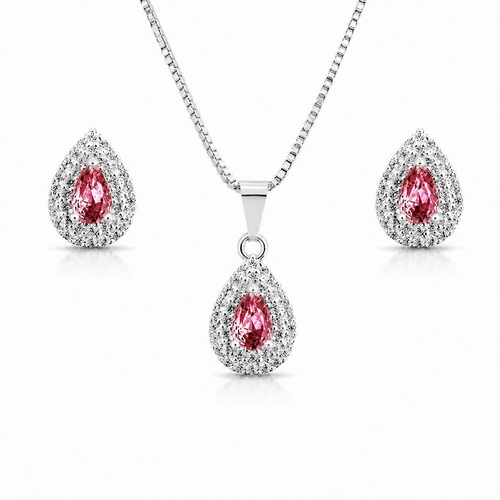 Conjunto Gota Rubi e Cristal Cravejado