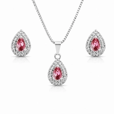 Conjunto Gota Rubi e Cristal Cravejado