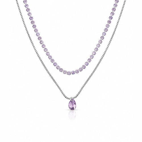 Gargantilha Choker Dupla com Zircônia Ametista