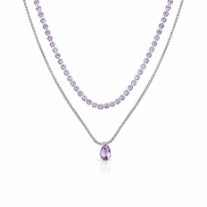 Gargantilha Choker Dupla com Zircônia Ametista
