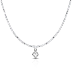 Gargantilha Choker Riviera com Zircônias Cristal e Pingente de Coração