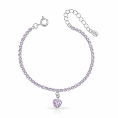 Pulseira Riviera Coração com Zircônias Ametista