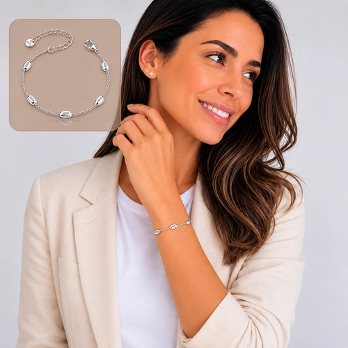 Pulseira com Pingentes Ovais Espelhados