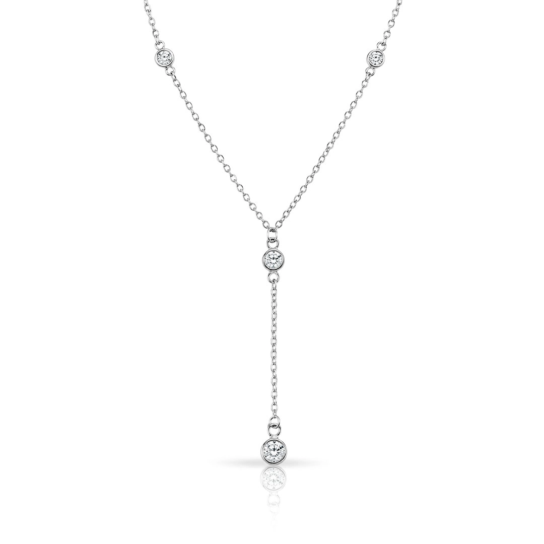Gargantilha Gravata com Zircônias Cristal