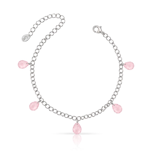 Pulseira Elos Espelhados e Zircônias Rosa