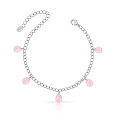 Pulseira Elos Espelhados e Zircônias Rosa