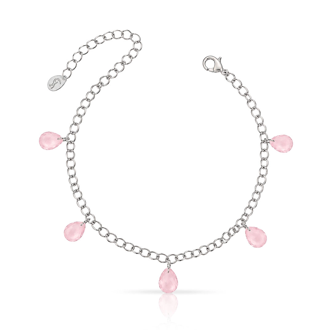 Pulseira Elos Espelhados e Zircônias Rosa