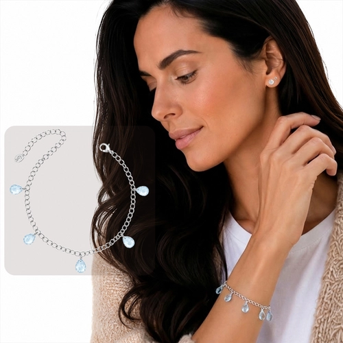 Pulseira Elos Espelhados e Zircônias Topázio