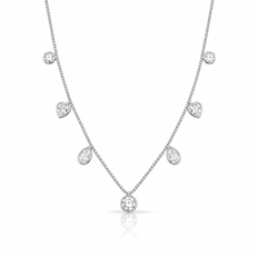 Gargantilha com Pingentes Coração e Gota de Zircônia Cristal