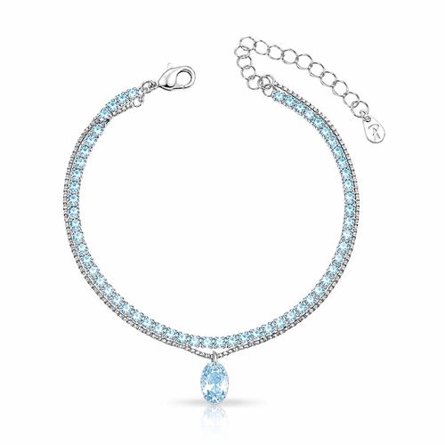Pulseira Dupla Riviera Oval com Zircônias Topázio