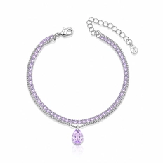 Pulseira Dupla Riviera Oval com Zircônias Ametista