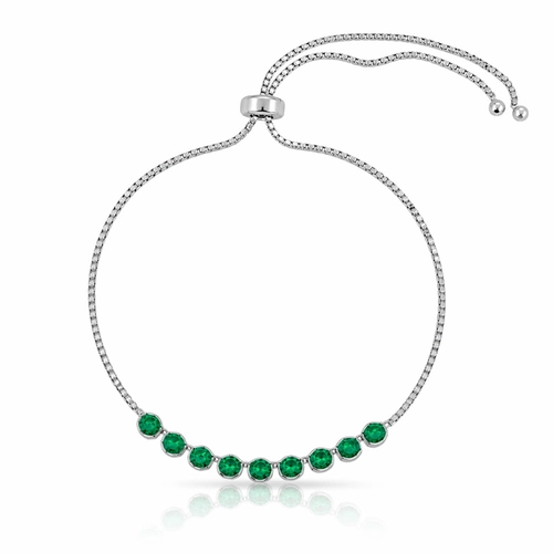 Pulseira Riviera Regulável com Zircônias Esmeralda