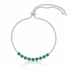 Pulseira Riviera Regulável com Zircônias Esmeralda