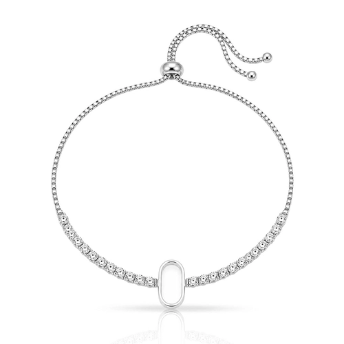 Pulseira Riviera Zircônias Cristal com Detalhe Vazado