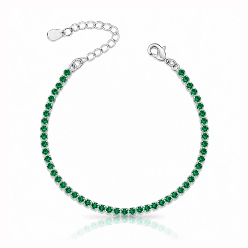 Pulseira Riviera Zircônias Esmeralda Redonda
