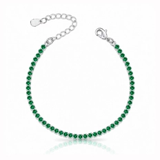 Pulseira Riviera Zircônias Esmeralda Redonda