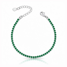 Pulseira Riviera Zircônias Esmeralda Redonda
