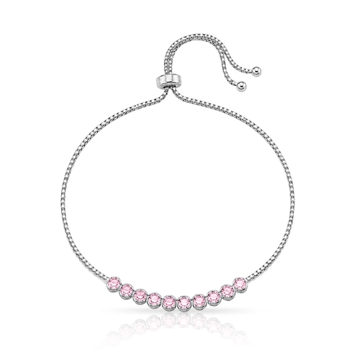 Pulseira Riviera Regulável com Zircônias Rosa