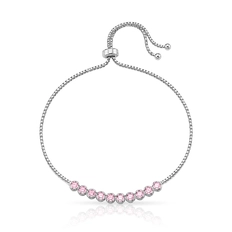 Pulseira Riviera Regulável com Zircônias Rosa