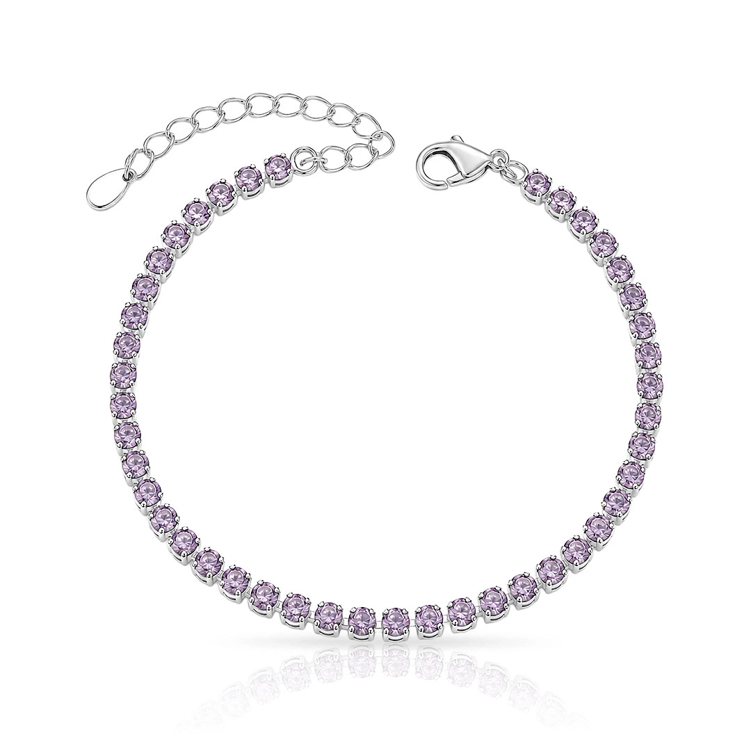 Pulseira Riviera com Zircônias Ametista