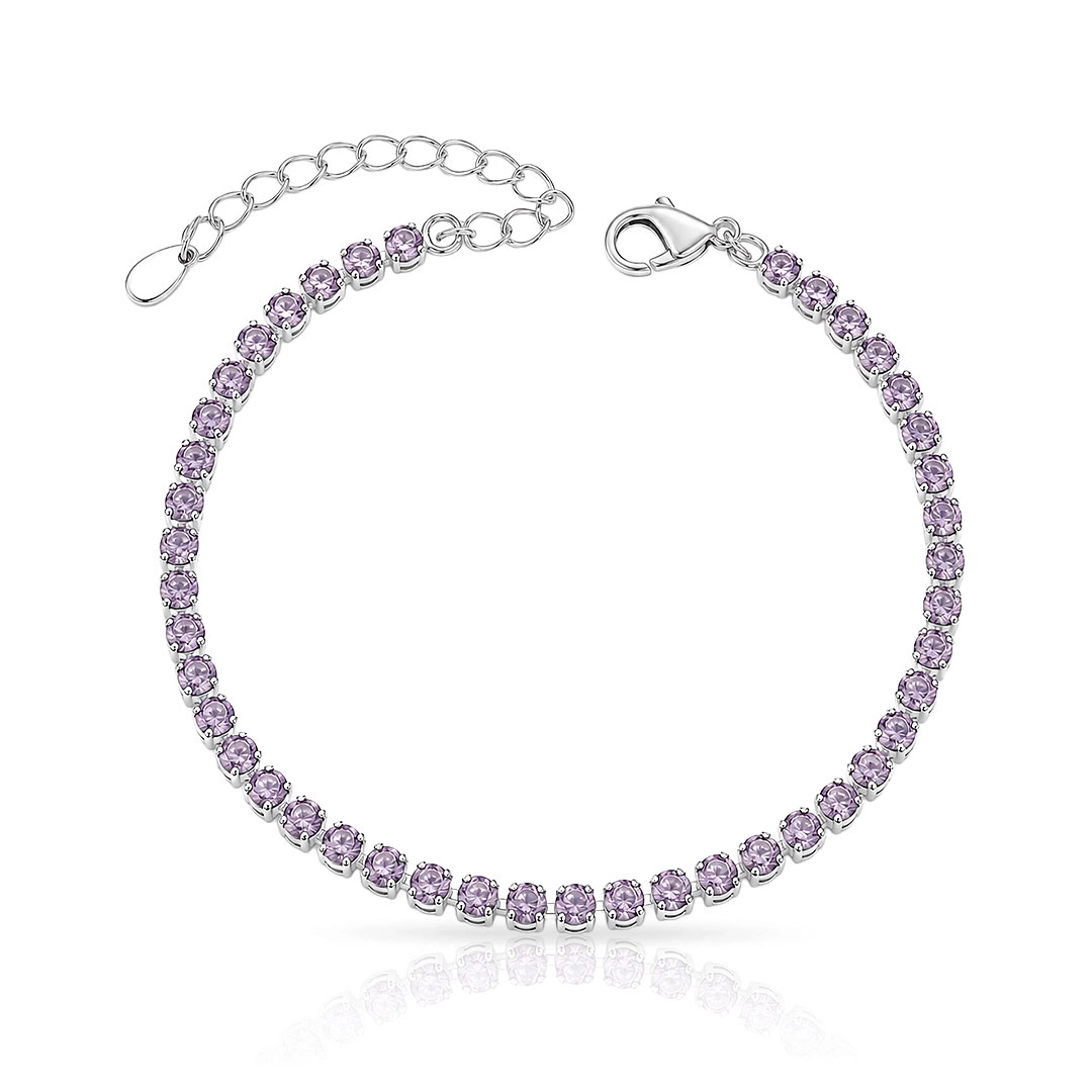Pulseira Riviera com Zircônias Ametista