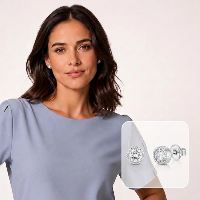 Brinco Top Trabalhado com Zircônia Cristal P
