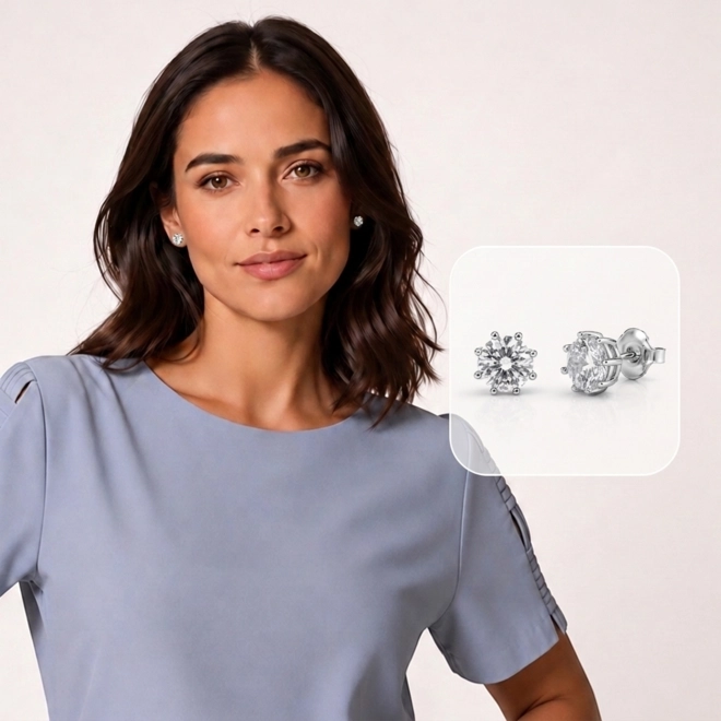 Brinco Top Com Zircônia Cristal Redonda