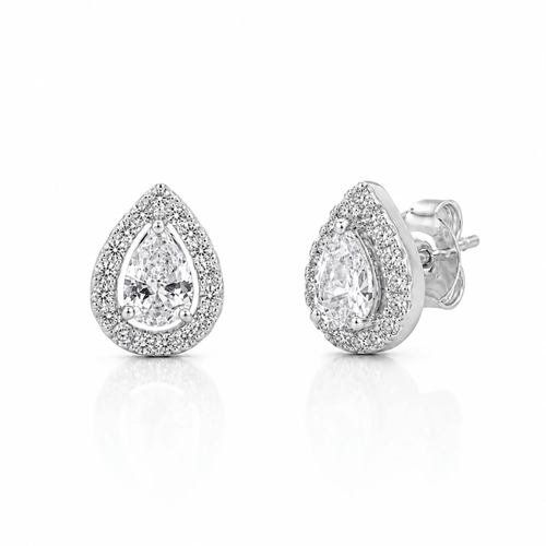 Brinco Top Gota Com Zircônias Cristal Cravejadas