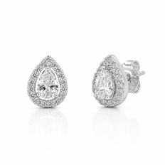 Brinco Top Gota Com Zircônias Cristal Cravejadas