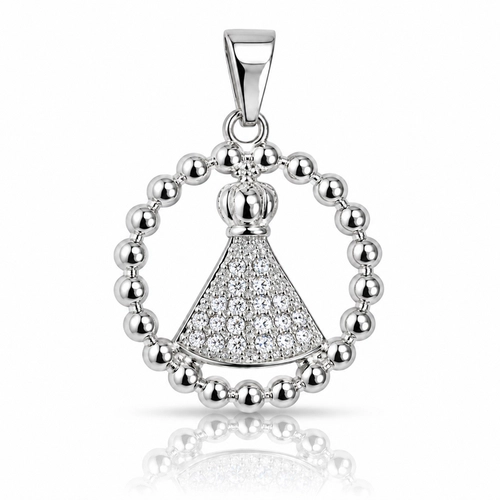 Pingente de Nossa Senhora Aparecida com Zircônias Cristal